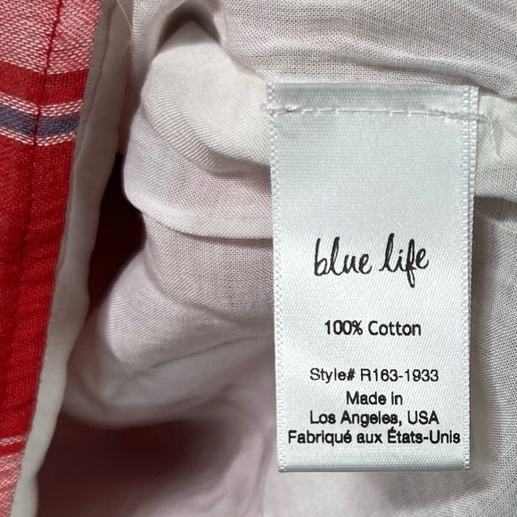 Blue Life Hope Romper 100% Cotton Low Back Gingham Red Blue Size Medium NWT - Picture 7 of 16
